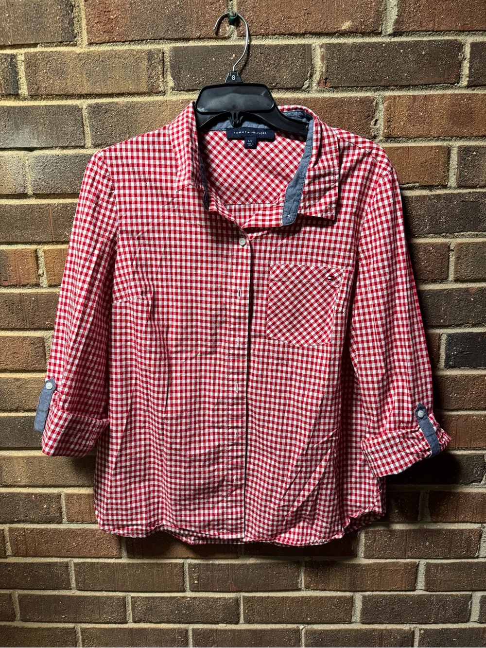 Red & White Gingham Button-Up Shirt